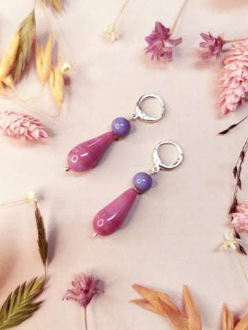 LaLa earrings, Lavender ans Hot Pink