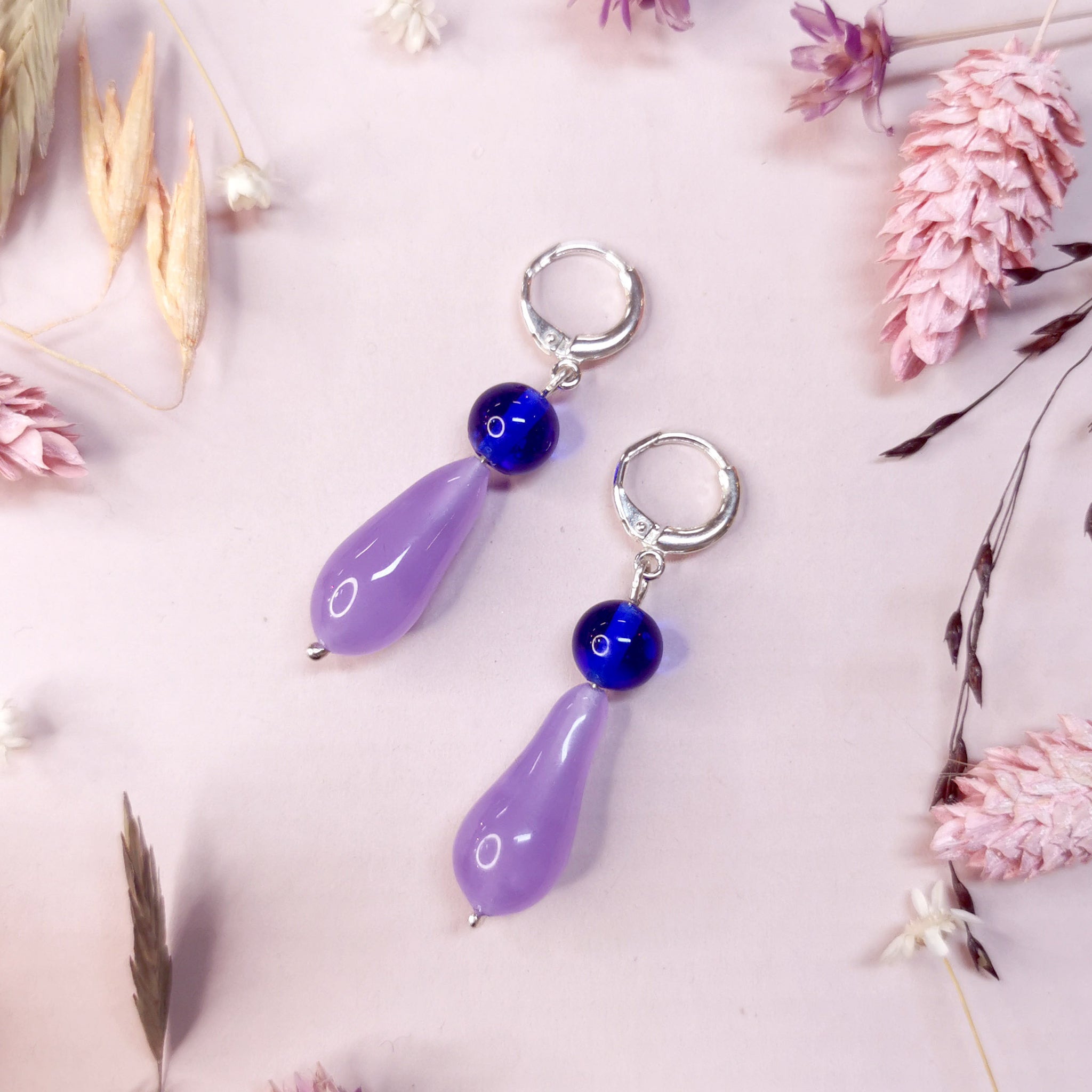LaLa earrings, Royal blue and Lilac