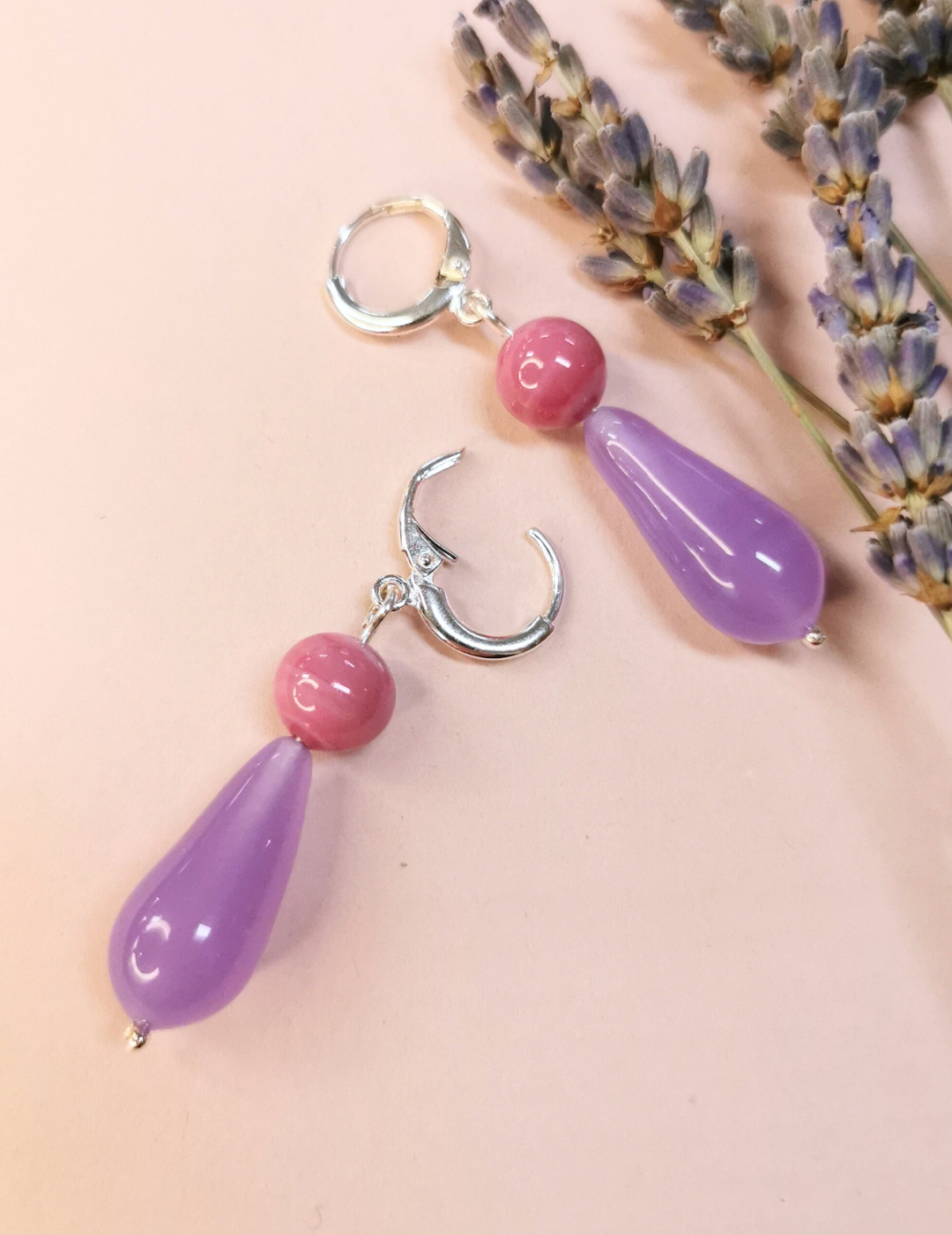 LaLa earrings, Hot pink & Lavender