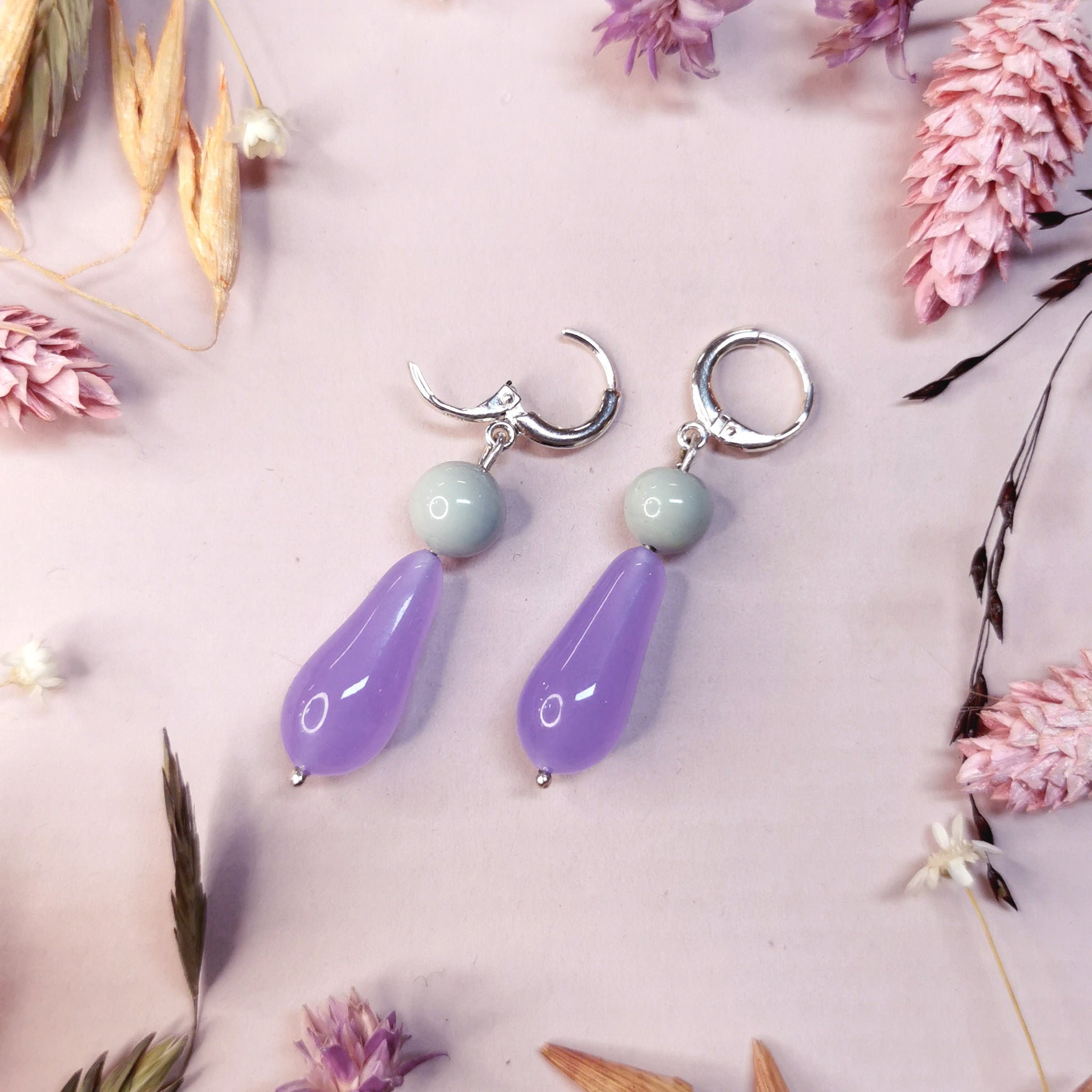 LaLa earrings, Cloudy mint & Lilac