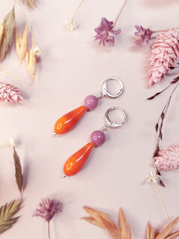 LaLa earrings, Hot Pink and Orange