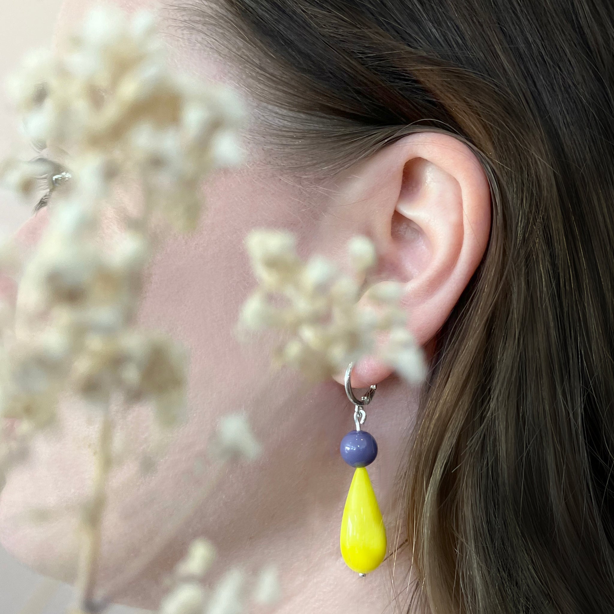 LaLa earrings, Dark lavender & Lemon