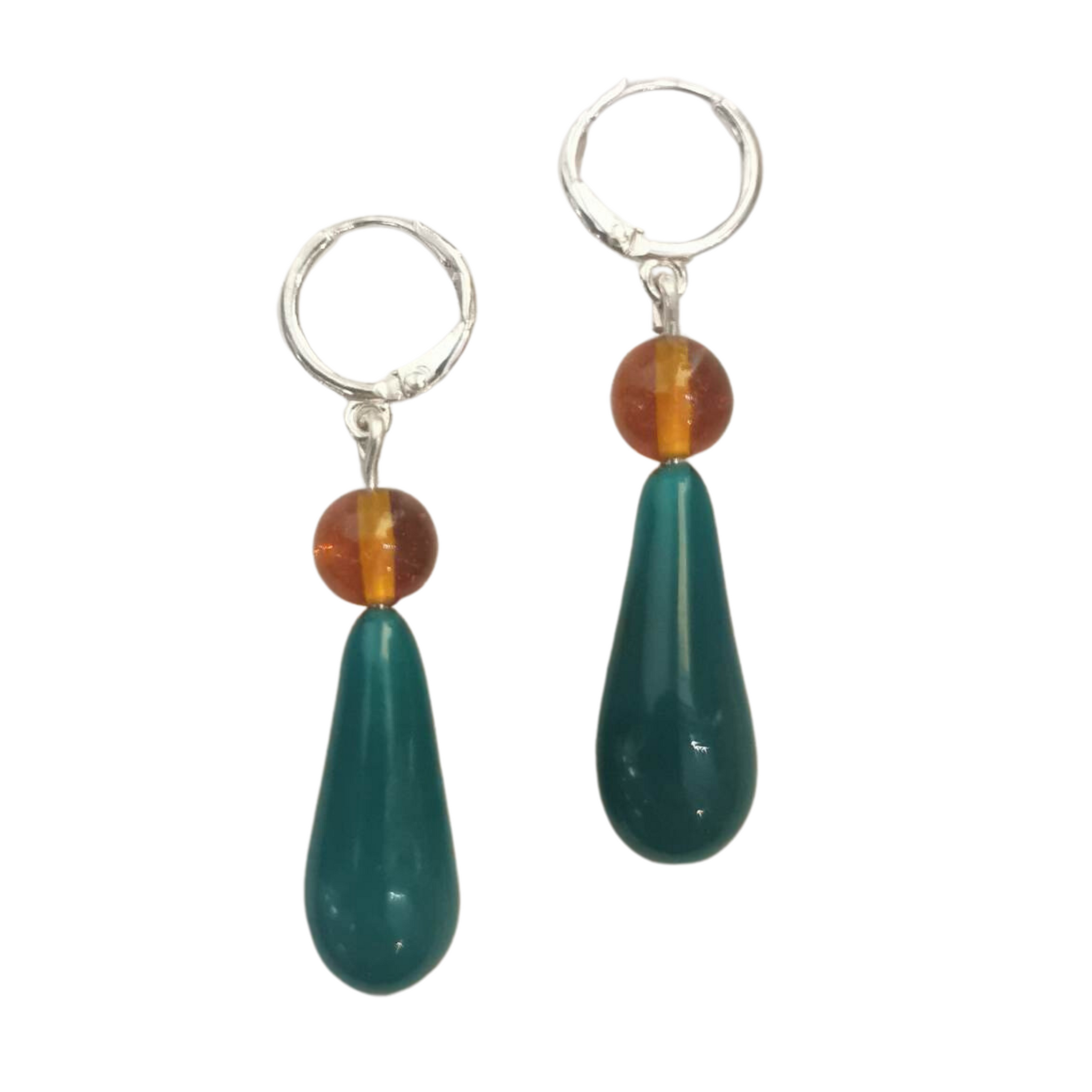 LaLa earrings, Amber & Rainforest
