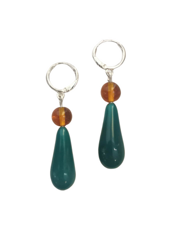 LaLa earrings, Amber & Rainforest