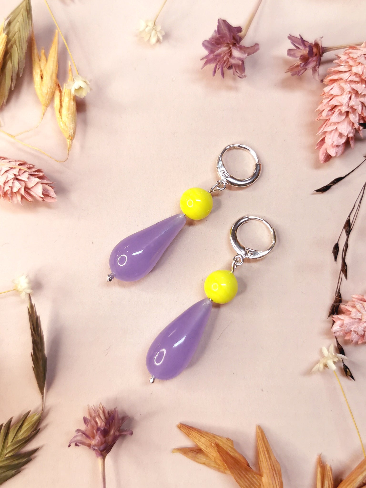 LaLa earrings, Lemon and Lilac